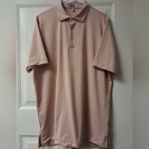 Peter Millar "Summer Comfort" Mens Large Pullover Polo Shirt. Peach/Navy